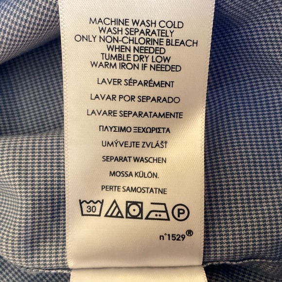 Chaps NWT Easy Care Easy Wear Men’s Blue Long Sleeve Button Down Shirt.  Size M - Picture 7 of 8